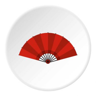 Kırmızı açık el fan simge daire