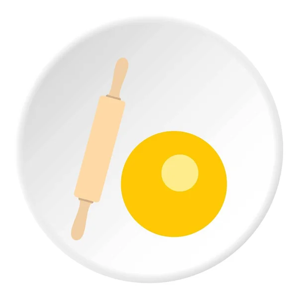 Dough and rolling pin icon circle — Stock Vector