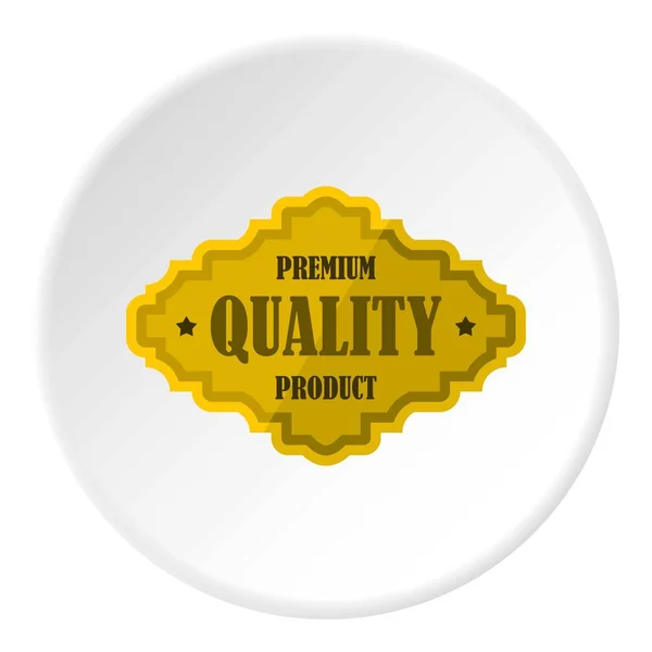 Círculo de icono de etiqueta de producto de calidad premium oro — Vector de stock