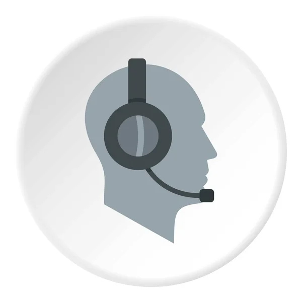 Operátor služby podpora klienta v ikonu sluchátek s mikrofonem — Stockový vektor