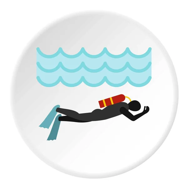 Aqualanger v kruhu ikonu potápěčský oblek — Stockový vektor