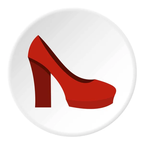 真っ赤なハイヒール靴アイコン円 — ストックベクタ