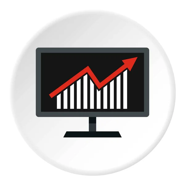 Estadísticas sobre monitor icono círculo — Vector de stock