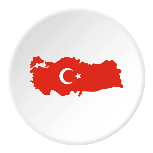 Turquia mapa em cores da bandeira nacional ícone círculo —  Vetores de Stock