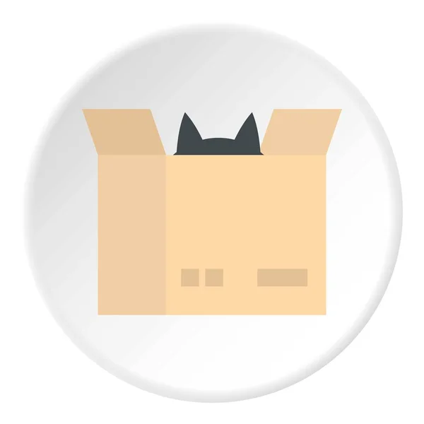 Katt i en kartong ikonen cirkel — Stock vektor