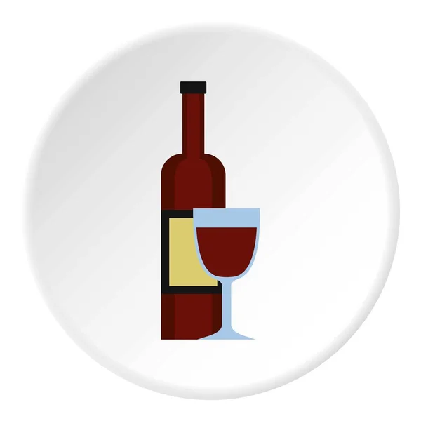 Бокал красного вина и круг с иконой бутылки — стоковый вектор