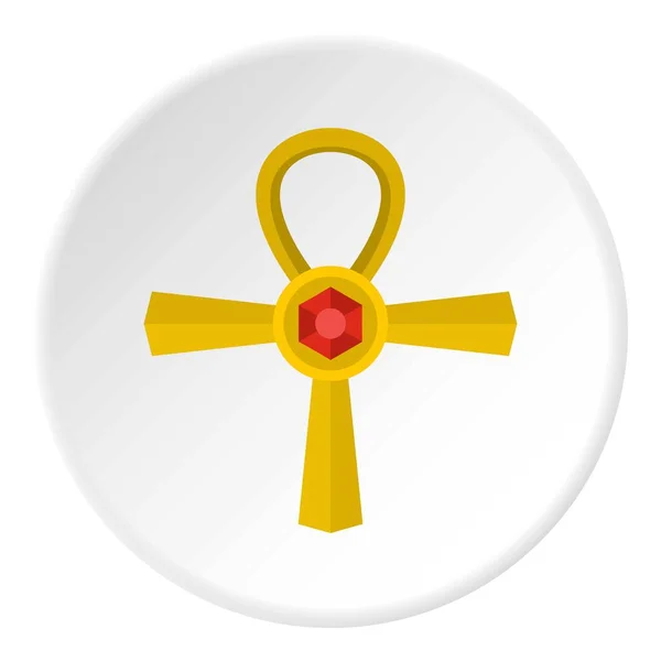 Golden Ankh symbol icon circle — Stock Vector