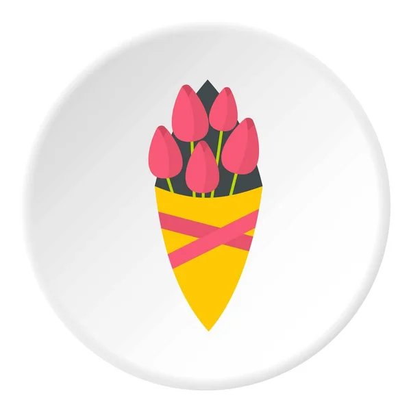 Strauß rosa Tulpen Symbolkreis — Stockvektor