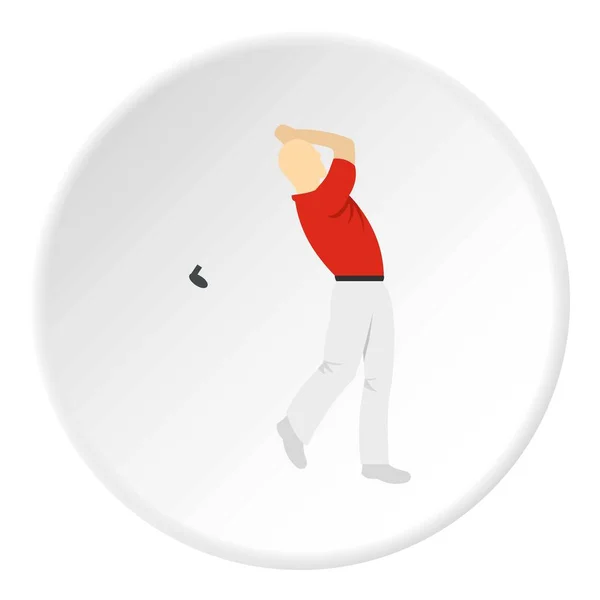 Gracz w golfa w czerwonej koszuli ikona koło — Wektor stockowy