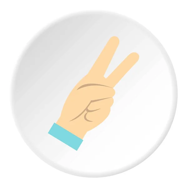Dois dedos levantados círculo ícone gesto — Vetor de Stock