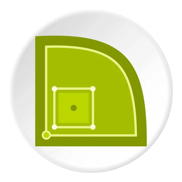 Campo de béisbol verde icono círculo — Vector de stock