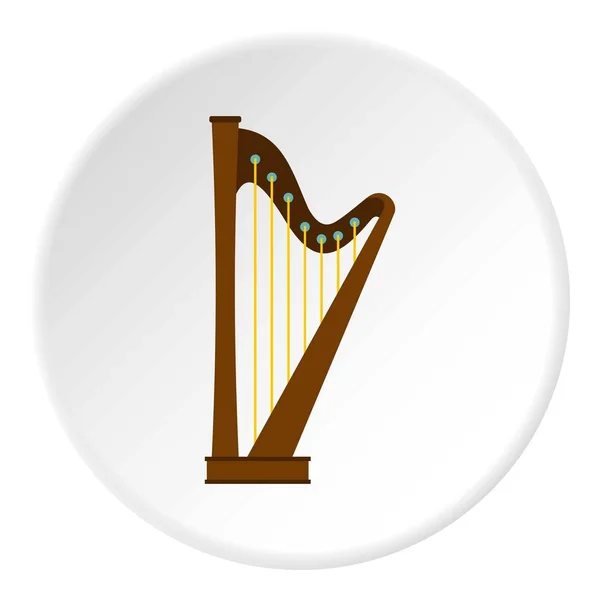Houten harp pictogram cirkel — Stockvector