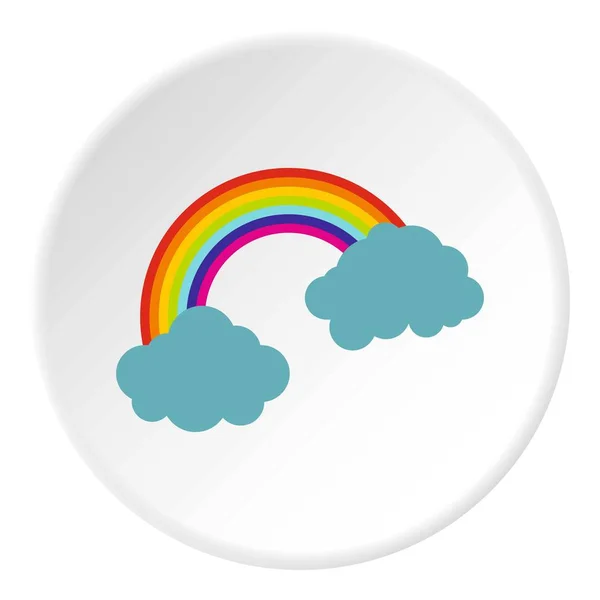 Rainbow a mraky ikona kruh — Stockový vektor