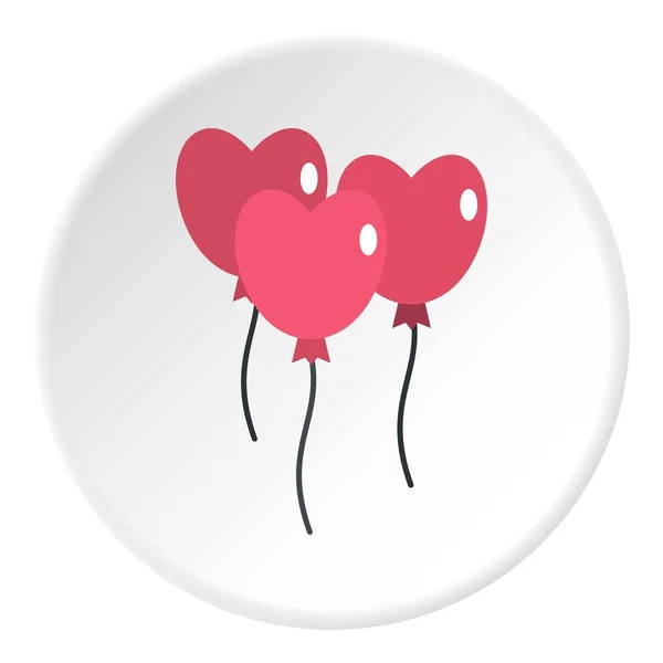 Różowy balony w kształcie serca ikona koło — Wektor stockowy