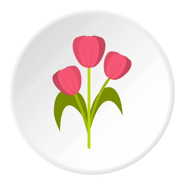 Roze tulpen pictogram cirkel — Stockvector