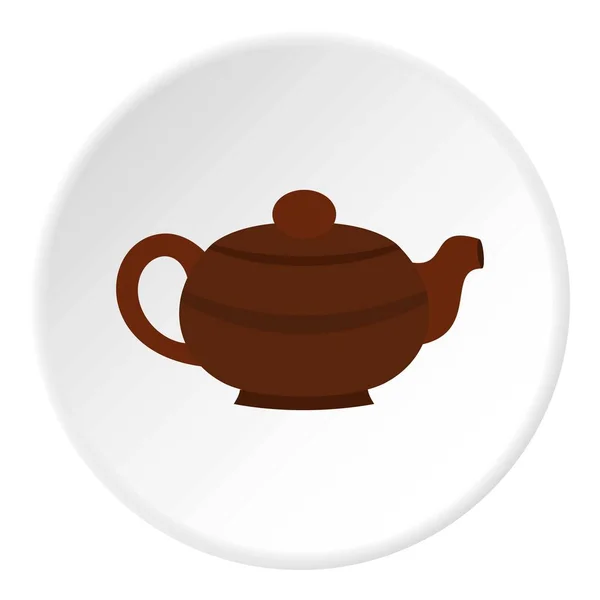 Braune chinesische Teekanne Symbolkreis — Stockvektor