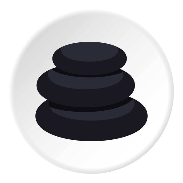 Stack of black basalt balancing stones icon circle