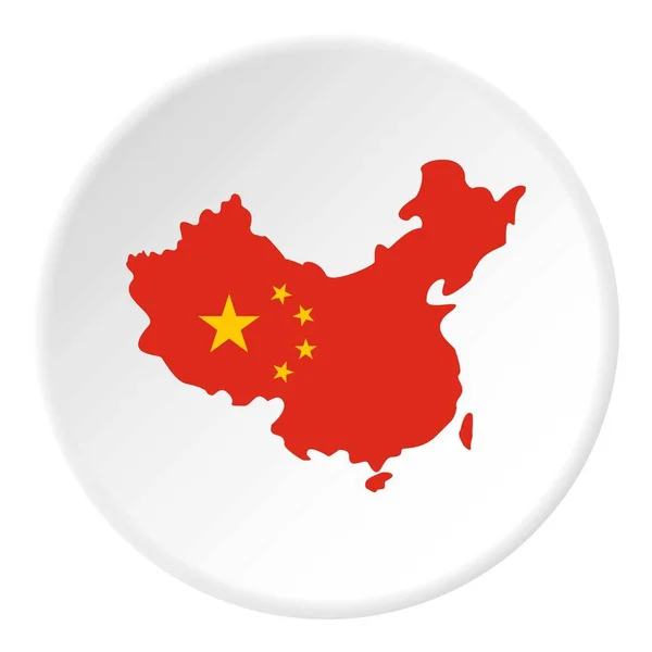 Mappa della Cina in bandiera nazionale colori icona cerchio — Vettoriale Stock