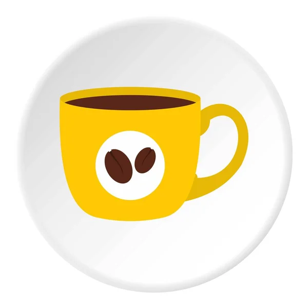 Taza amarilla de café icono círculo — Vector de stock