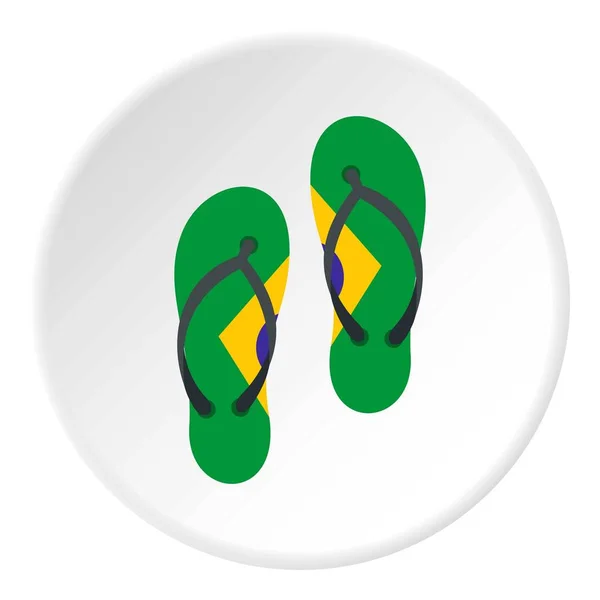 Flip-Flops in brasilianischen Flaggenfarben Symbolkreis — Stockvektor