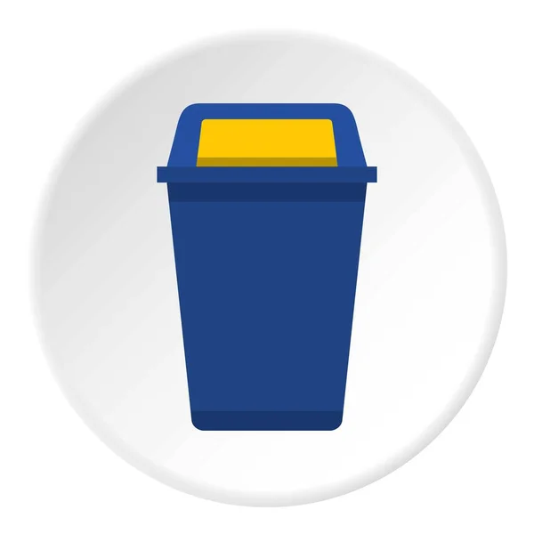 Blue plastic wastebasket icon circle — Stock Vector