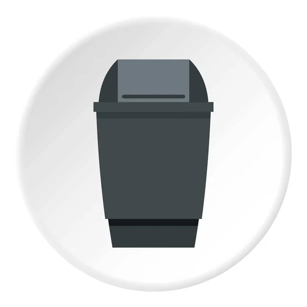 Grey flip lid bin icon circle — Stock Vector