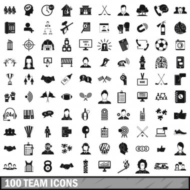 100 takım Icons set, basit tarzı
