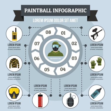 Paintball Infographic kavramı, düz stil