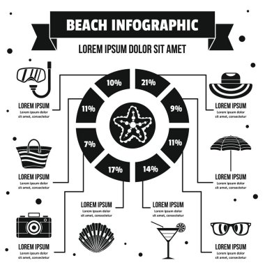 Beach Infographic kavramı, basit tarzı