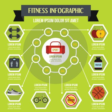 Fitness Infographic kavramı, düz stil