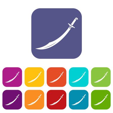 Kıvrık kılıç simgeleri düz ayarlamak