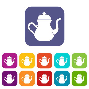 Geleneksel Türk çaydanlık simgeleri düz ayarlamak