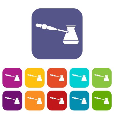 Kahve cezve simgeleri düz ayarlamak