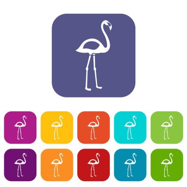 Flamingo simgeleri düz ayarlamak