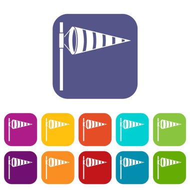 Rüzgar Icons set tarafından şişirilmiş meteoroloji Rüzgar gülü