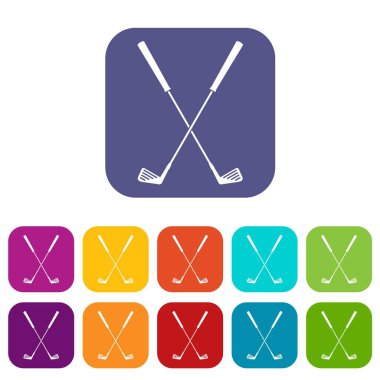 İki golf kulüpleri simgeleri düz ayarlamak