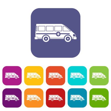 Ambulans acil van simgeleri düz ayarlamak