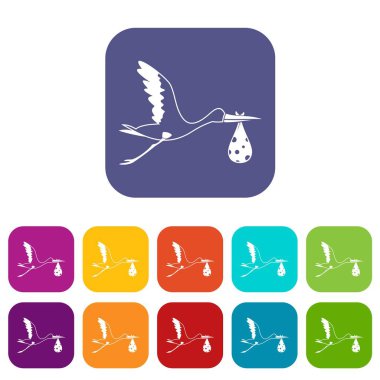 Leylek taşıma simgeleri düz ayarlamak