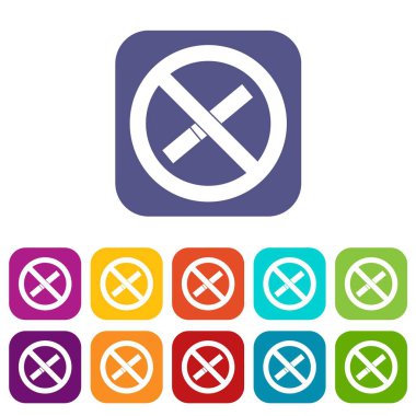 İşareti simgeleri sigara yasaklayan düz ayarla