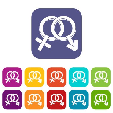 Erkek ve kadın işaretleri simgeleri düz ayarlamak