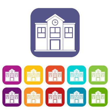 Okul simgeleri düz ayarlamak