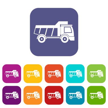 Oyuncak kamyon simgeleri düz ayarlamak