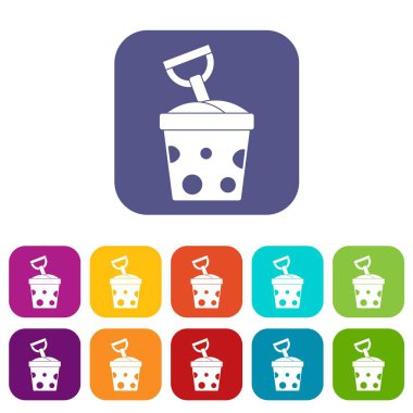 Kova oyuncak ve düz ayarlamak simgeleri kürek