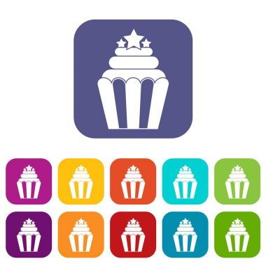 Patlamış mısır simgeleri düz ayarlamak