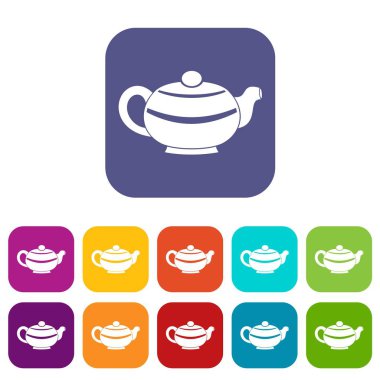 Çin çaydanlık simgeleri düz ayarlamak