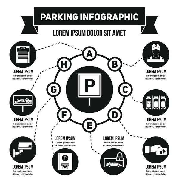 Parkovací infografika koncept, jednoduchý styl — Stockový vektor