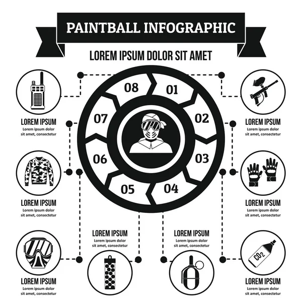 Paintball infographic koncept, enkel stil — Stock vektor