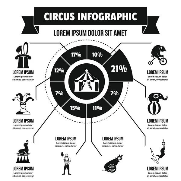 Concepto infográfico de circo, estilo simple — Vector de stock