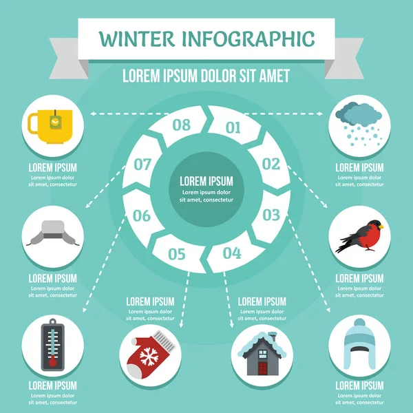 Vinter infographic koncept, platt stil — Stock vektor