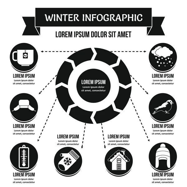 Infografica invernale, stile semplice — Vettoriale Stock